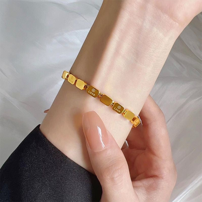 14K gold small square LOVE letter bracelet