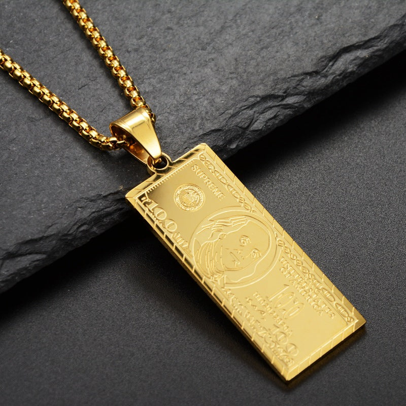 14K gold dollar pendant necklace