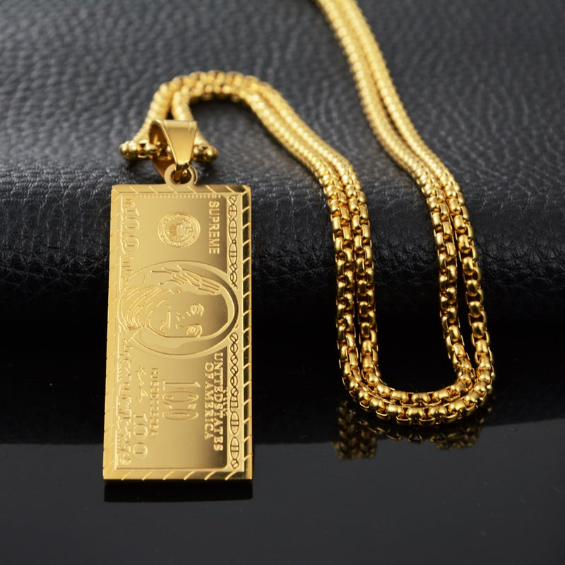 14K gold dollar pendant necklace