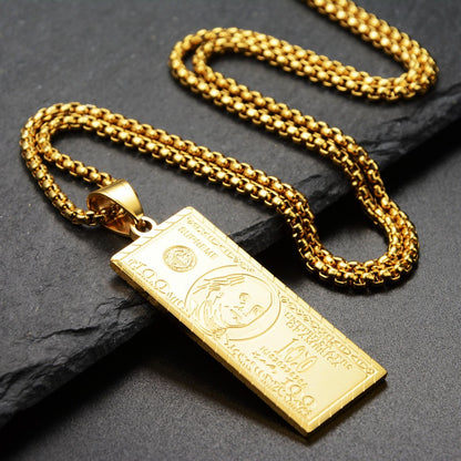 14K gold dollar pendant necklace