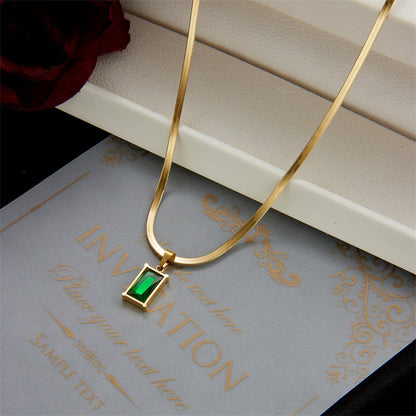 14K gold emerald diamond clavicle chain earrings set