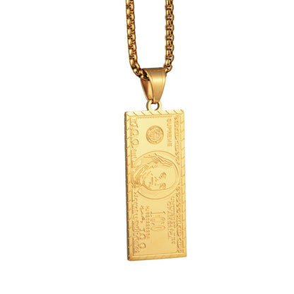 14K gold dollar pendant necklace