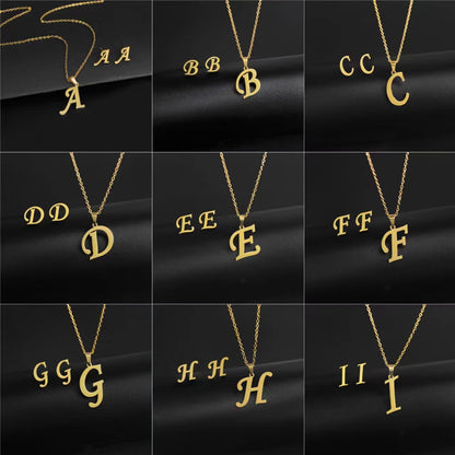 14K Gold 26 Letter Necklace Earrings