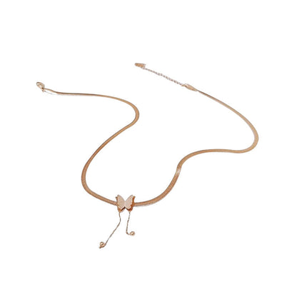 14k Golden Butterfly Tassel Snake Bone Chain