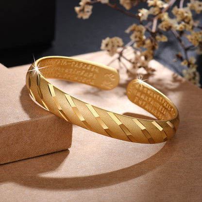 14K gold open solid bangle bracelet