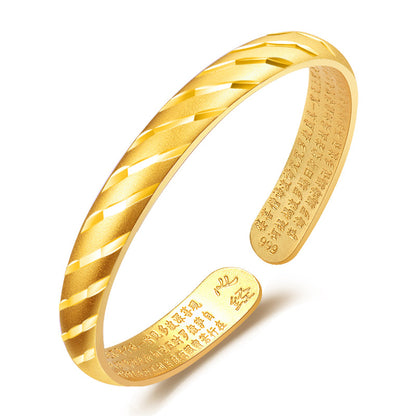 14K gold open solid bangle bracelet