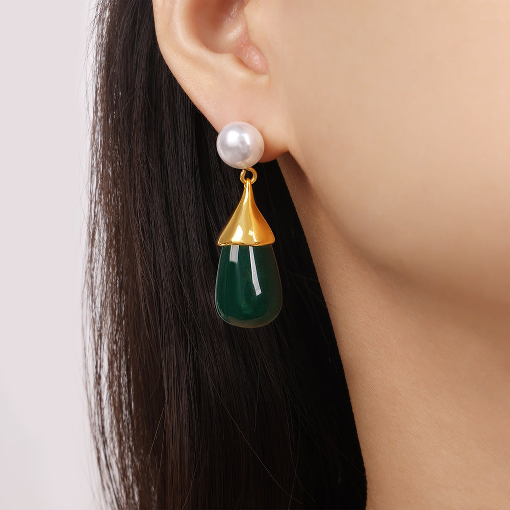 Water Drop Resin Gold Earrings