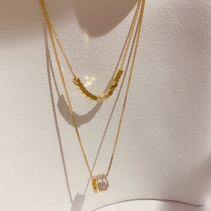 14K double fold wear small waist necklace