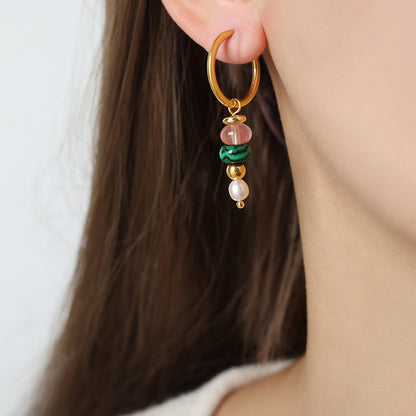 14k gold natural stone abacus gold earrings