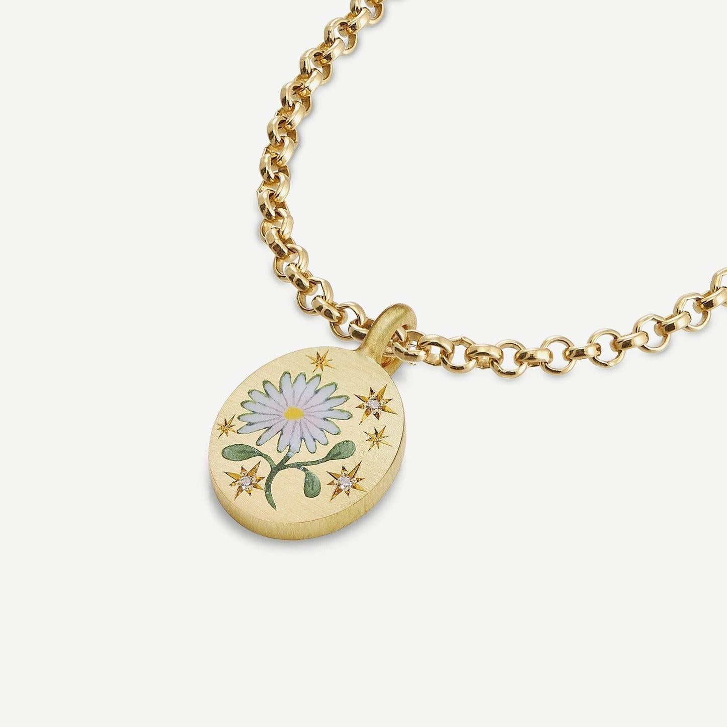 14K gold hand-painted pattern pendant