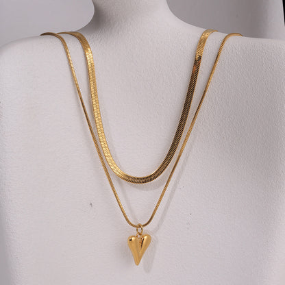 14 karat gold double stacked stereoclavicle necklace