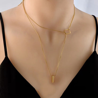 New 14K gold double layered snake bone chain