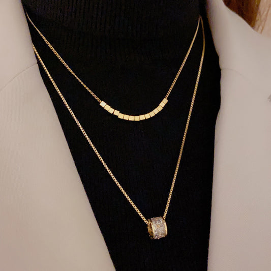 14K double fold wear small waist necklace