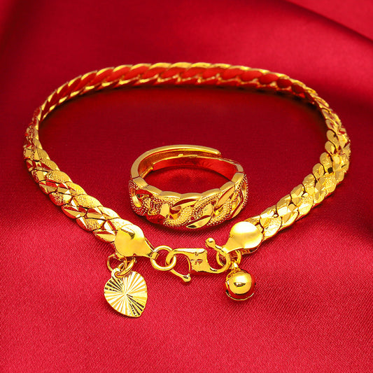 14K gold crossover twist bracelet ring