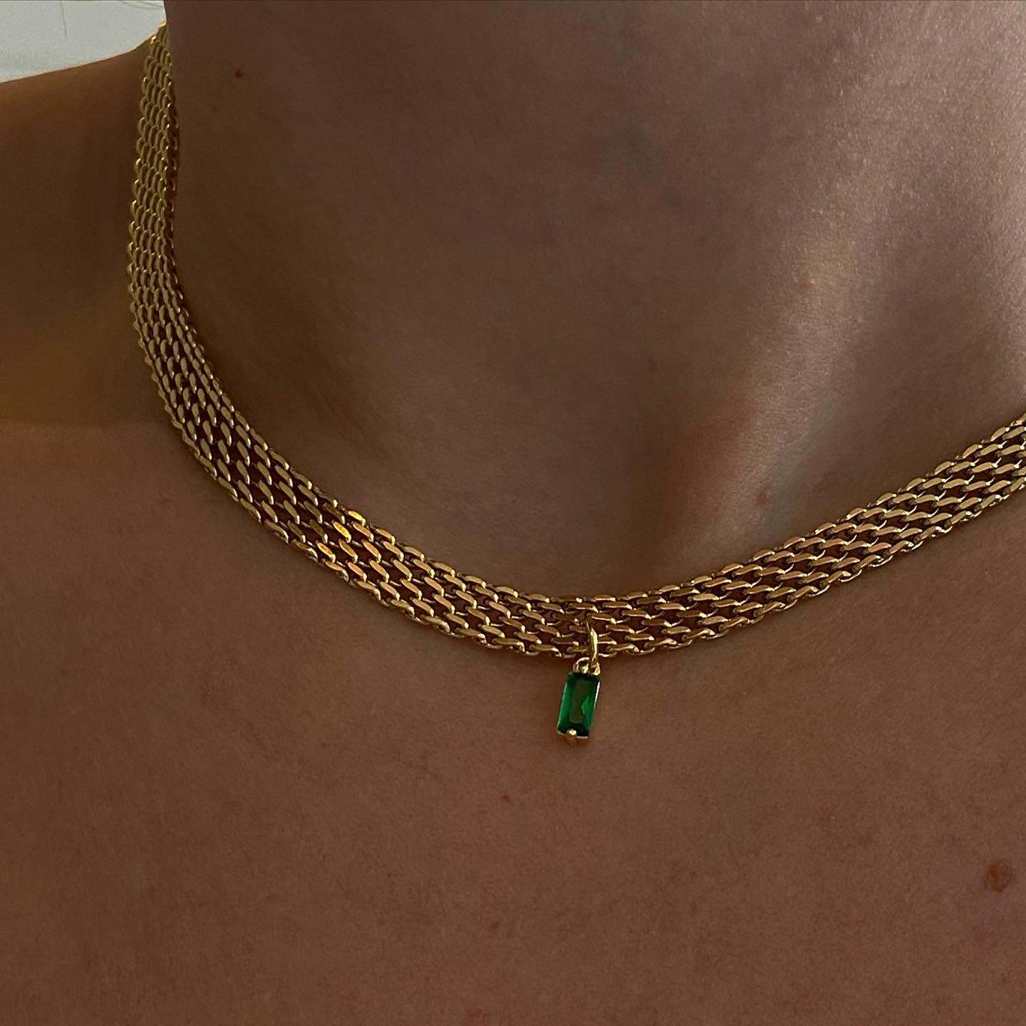 14K Gold Jewel Woven Collar Neckchain