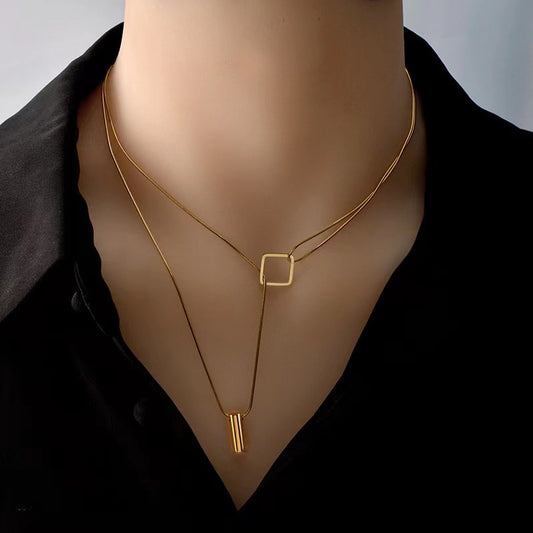 New 14K gold double layered snake bone chain