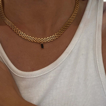 14K Gold Jewel Woven Collar Neckchain