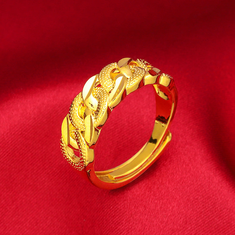 14K gold crossover twist bracelet ring