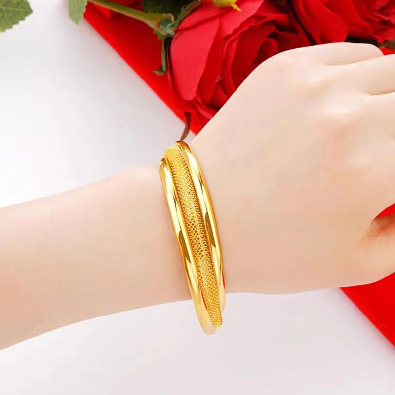 14K gold C-shaped gold broad-sided simple bracelet