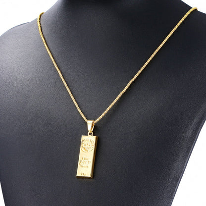 14k Gold Bar Pendant Necklace