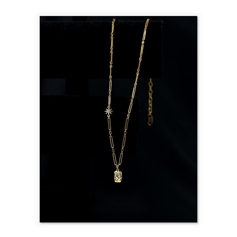 14K Gold French Light Luxury Style Diamond Necklace