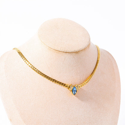 14k Gold Gemstone Necklace with Snake Fashion Choker Chain