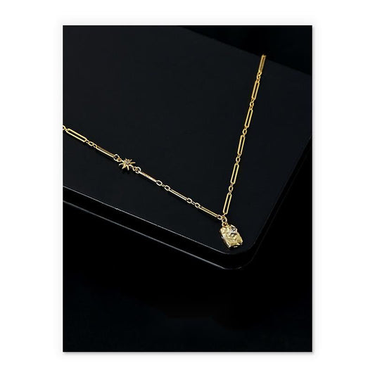 14K Gold French Light Luxury Style Diamond Necklace