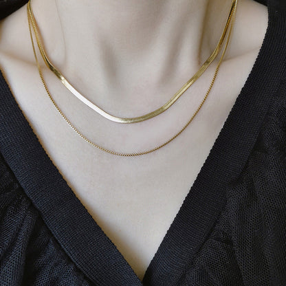 14k Double layered snake bone necklace