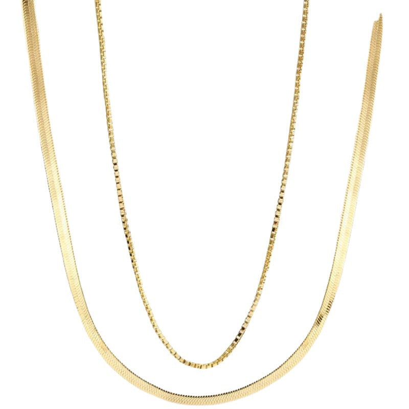 14k Double layered snake bone necklace