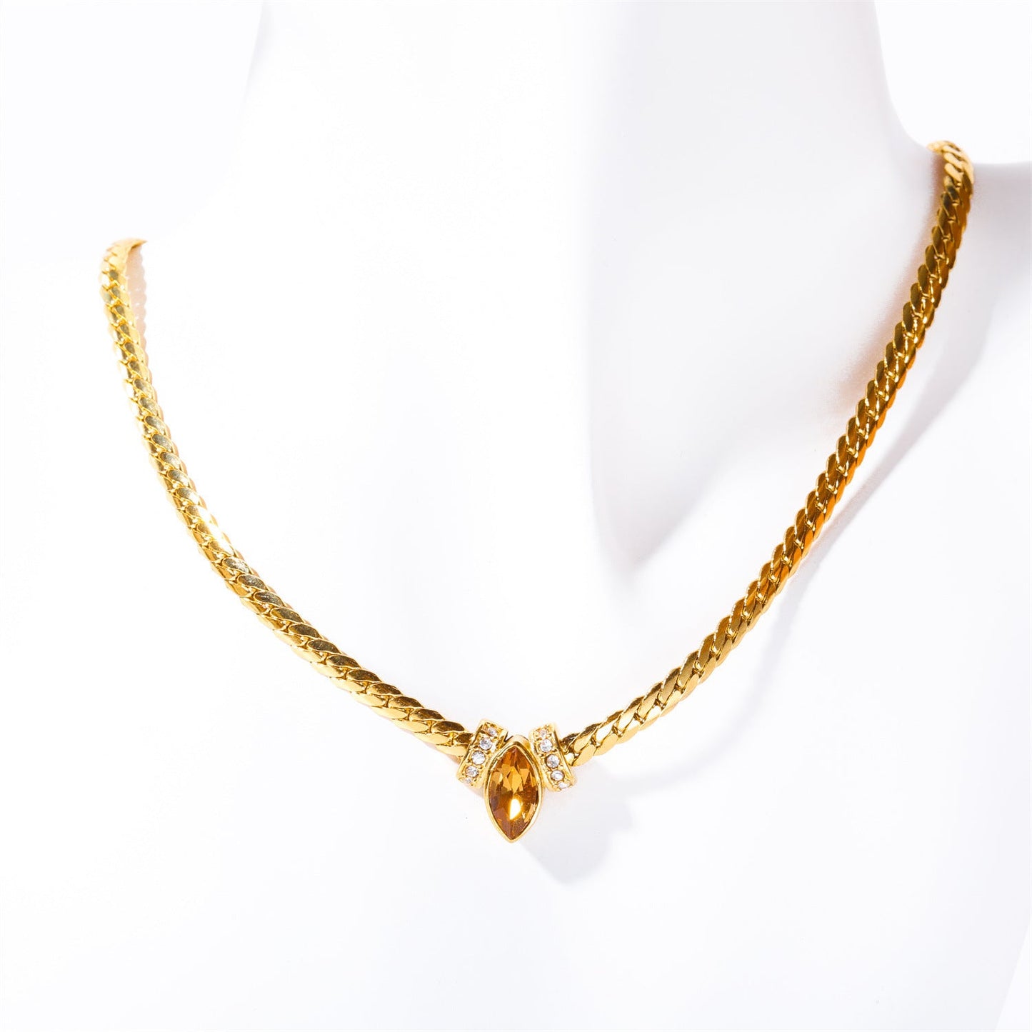 14k Gold Gemstone Necklace with Snake Fashion Choker Chain