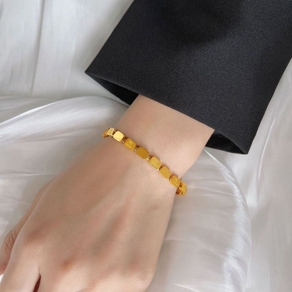 14K gold small square LOVE letter bracelet