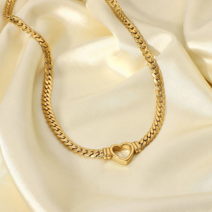 14k gold heart-shaped snake bone chain