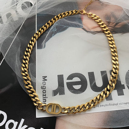 14K Gold Letter Double D Collar Chain