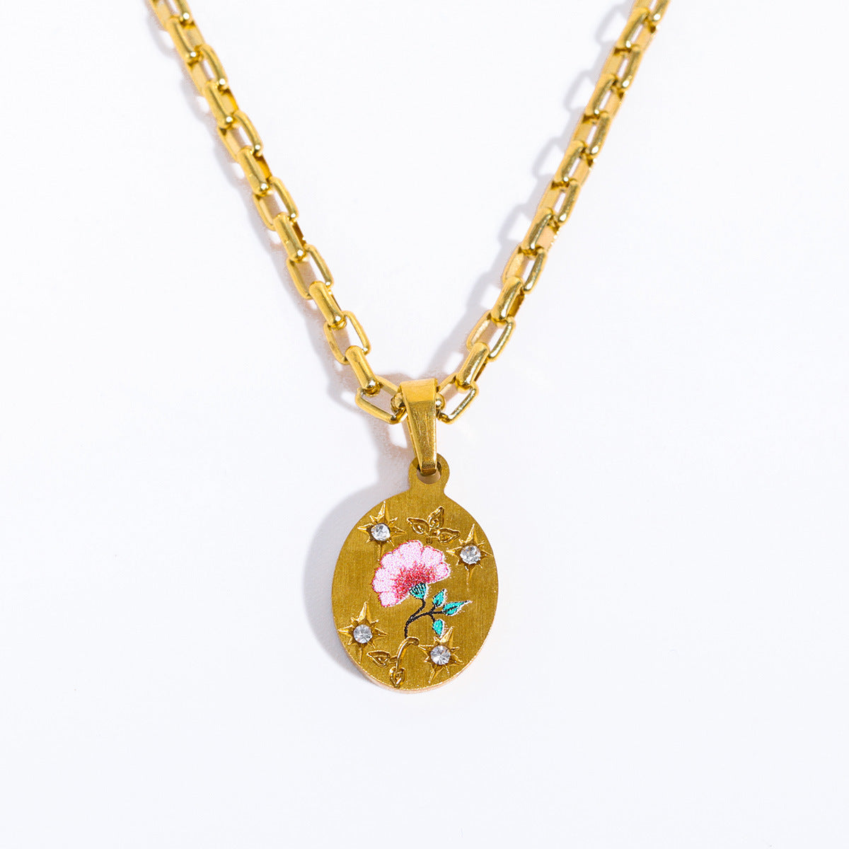 14K gold hand-painted pattern pendant