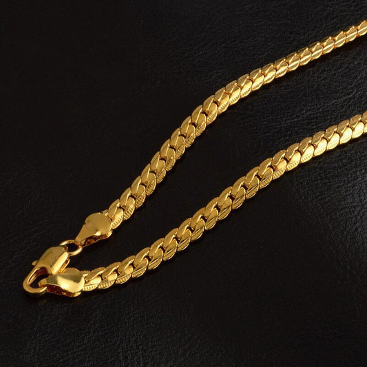 18K gold full side collarbone necklace