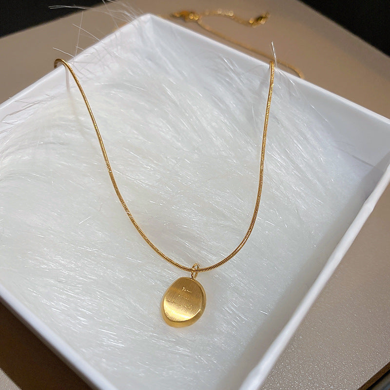 14K gold letter brand geometric oval necklace