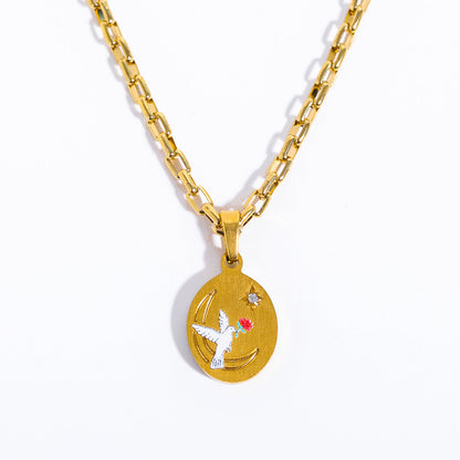 14K gold hand-painted pattern pendant