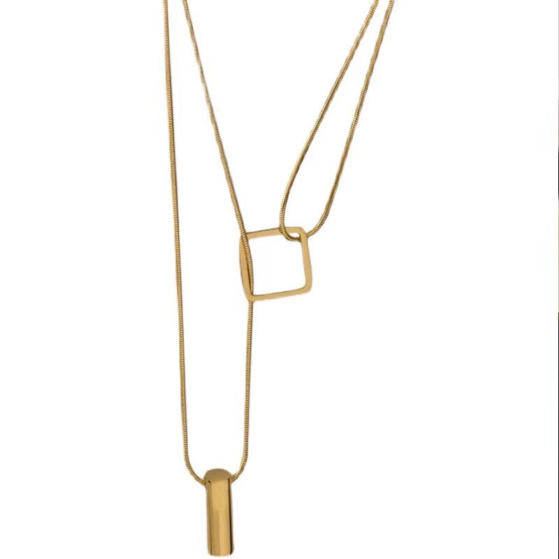 New 14K gold double layered snake bone chain