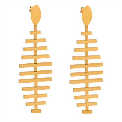 Designer Creative Fishbone Long Earring